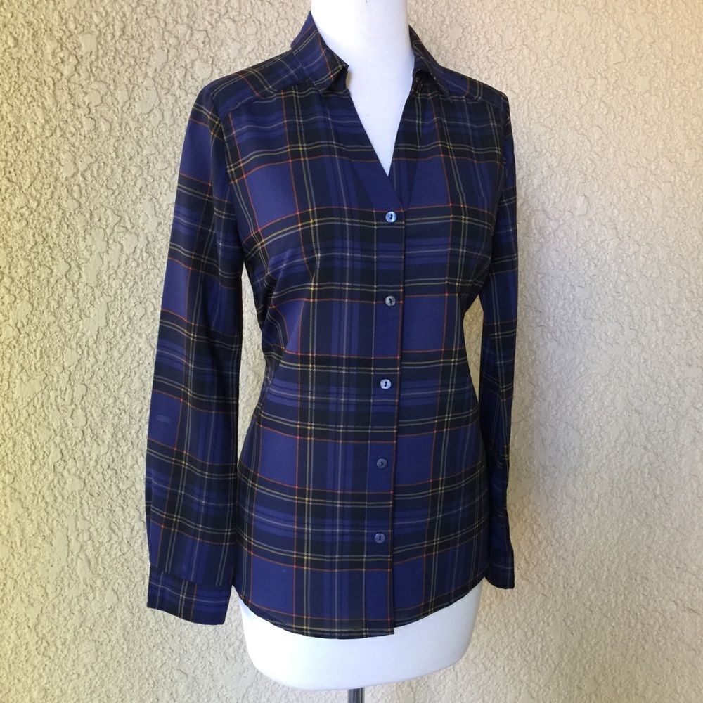 Gianni Bini Long Sleeve Plaid‎ Shirt XS